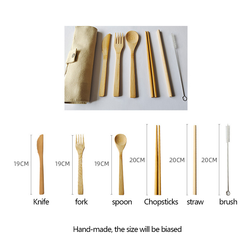 Bamboo tube with cutlery, chopsticks, straw + cleaner — Pura Vida